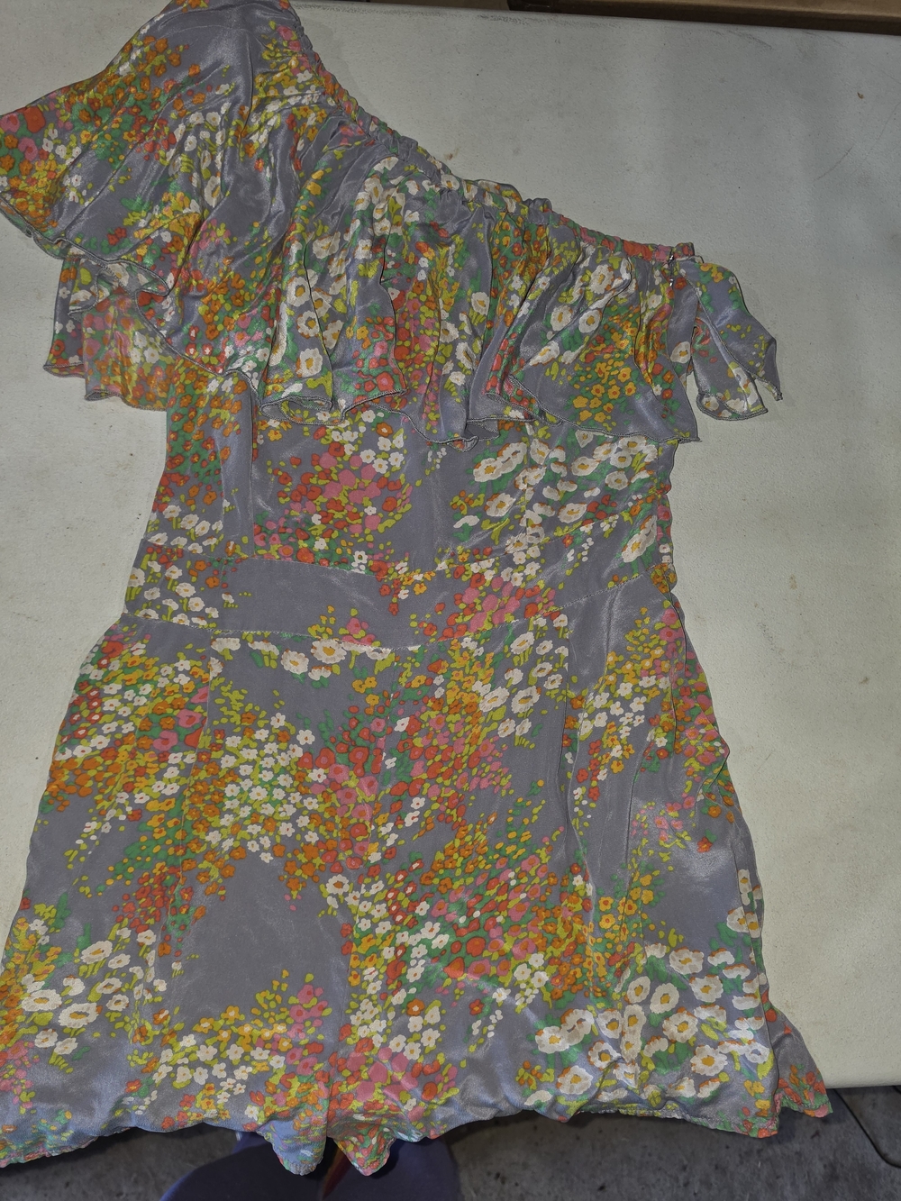Topshop Floral cottagecore, boho One Shoulder Ruffle Romper – Size 12